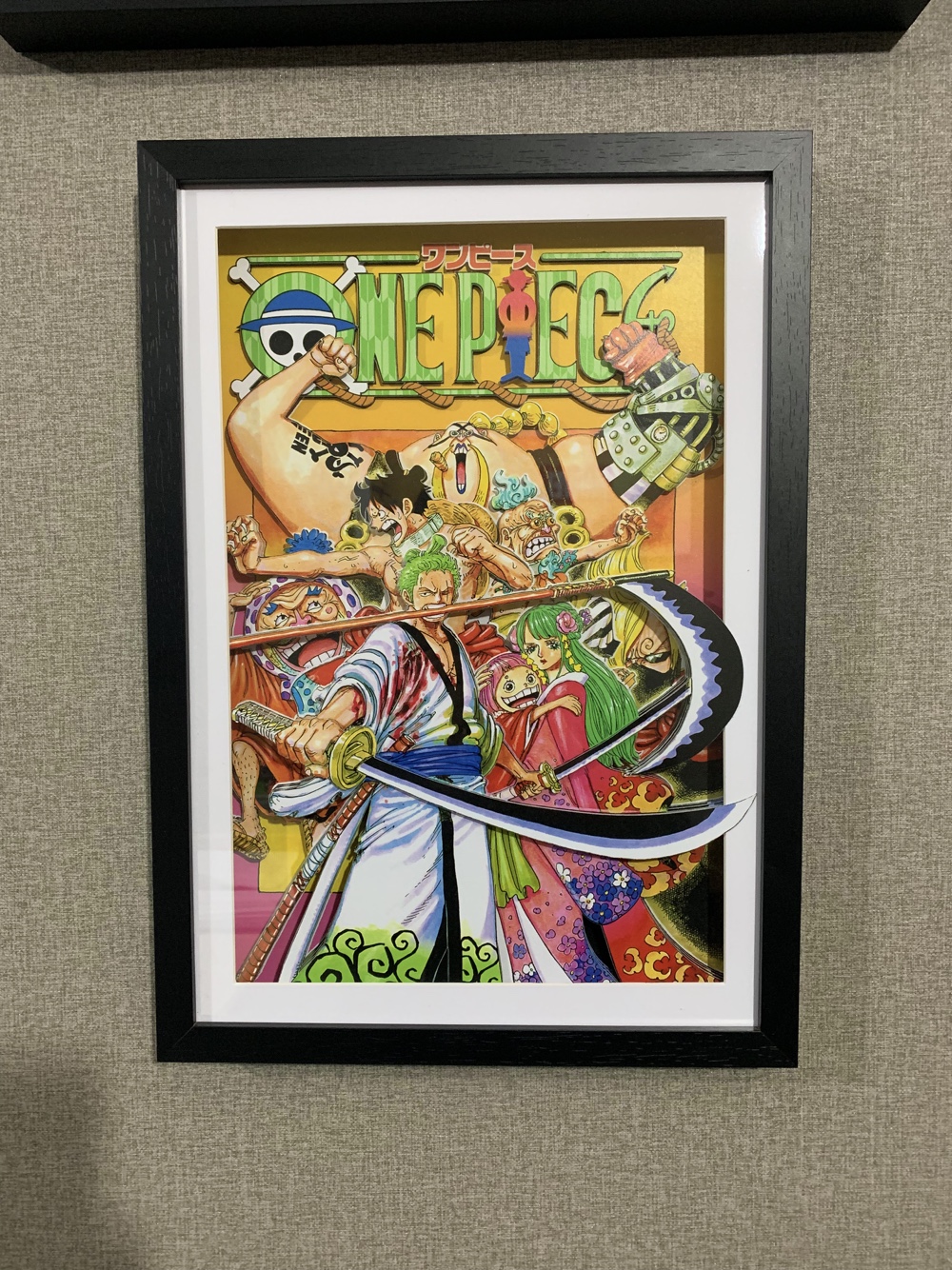 海贼王 漫画93卷 原画扉页 和之国 索隆 路飞 3D立体画 动漫周边