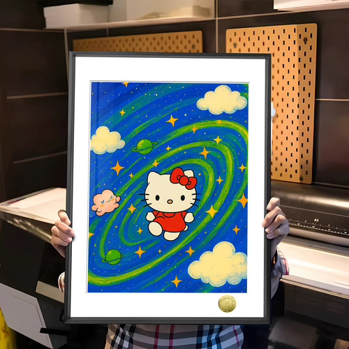 Hello Kitty哈喽凯蒂猫银河星空宇宙卧室书房家具装饰周边装饰画