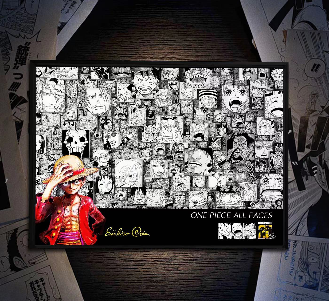 海贼王25周年ALLFACES路飞尾田荣一郎装饰画漫画扉页原画
