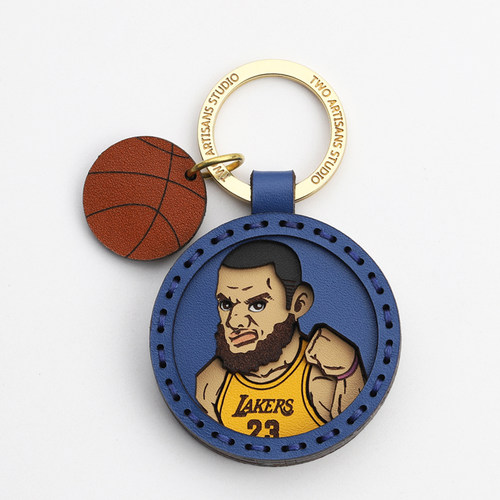 NBA球星牛皮手工制作钥匙扣挂件