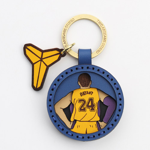 NBA周边牛皮手工钥匙扣挂件