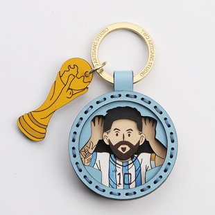 梅西世界杯足球钥匙扣阿根廷钥匙链挂件足球明星球迷手办周边礼物