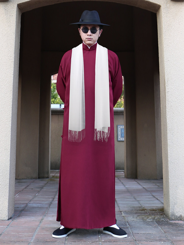 CHINESE STYLE ROBE MANDARIN JACKET CHINESE STYLE GROOMSMEN DRESS CROSS TALK DRESS TANG SUIT OBLIQUE BREASTED COAT RETRO MENS REPUBLIC OF CHINA STYLE GOWN