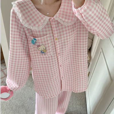 日系可爱kitty空气棉睡衣女秋冬
