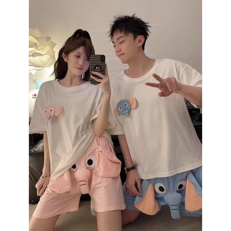 情侣睡衣搞怪大象鼻短裤短袖