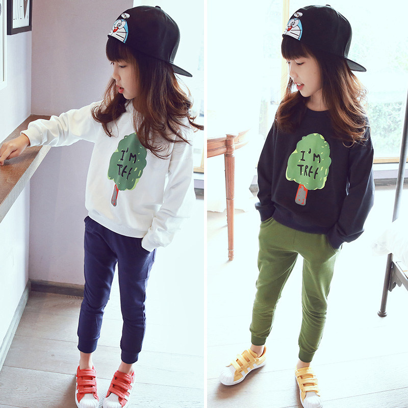 女童卫衣2025新款春装童装中大童圆领洋气长袖休闲宽松纯棉上衣潮