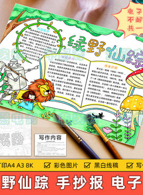 绿野仙踪手抄报模板小学生课外读书好书推荐分享童话故事阅读小报