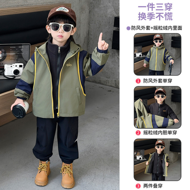 化纤B类男童春秋冬防水冲锋衣