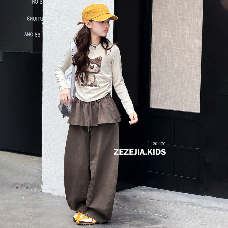 女童秋装卡通T恤休闲裤两件套