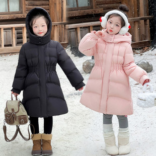 女童羽绒服2025新款冬季中长款连帽加厚保暖大童龟背羽绒服