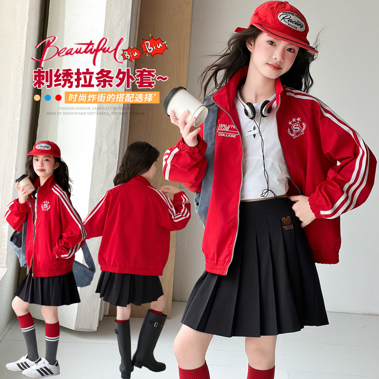 秋季韩版红色立领学院风夹克女