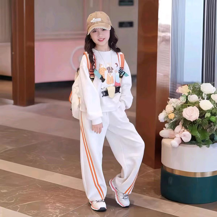 女童休闲减龄撞色卫衣两件套