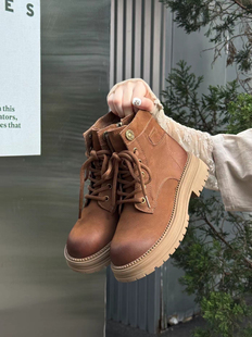 小皮鞋 Blair 复古棕做旧黑金币乐福鞋 2025新款 猪皮马丁靴 Eadie