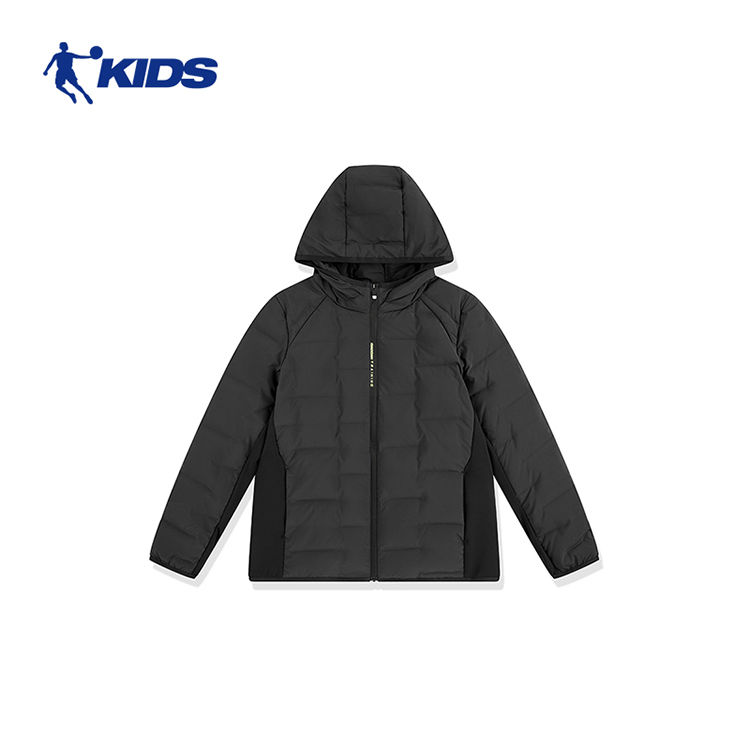 乔丹儿童羽绒服男童连帽加绒加厚大童保暖2025年冬季梭织羽绒风衣