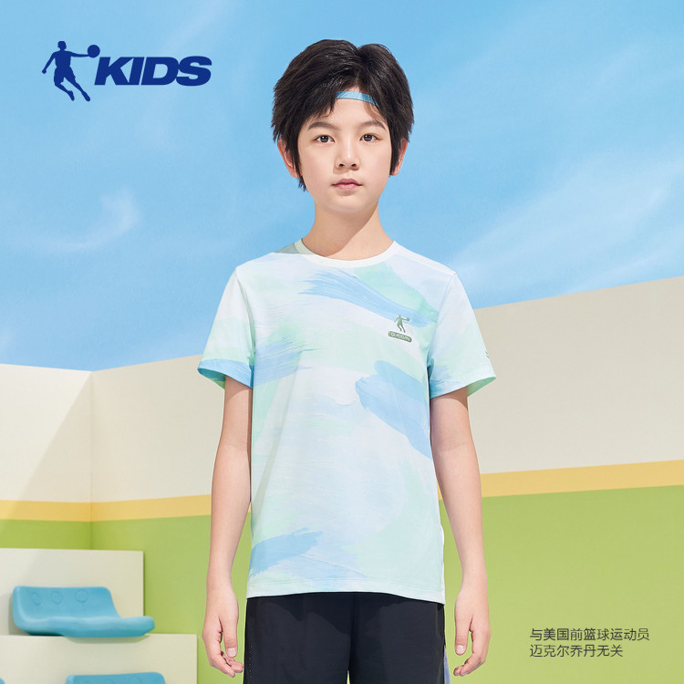 乔丹儿童速干短袖2025夏季新款男童跑步t恤大童冰感体训服运动服