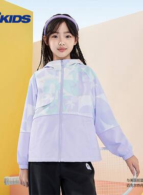 乔丹儿童风衣早秋季新款防风外套女大童学生女童梭织风衣T9435211