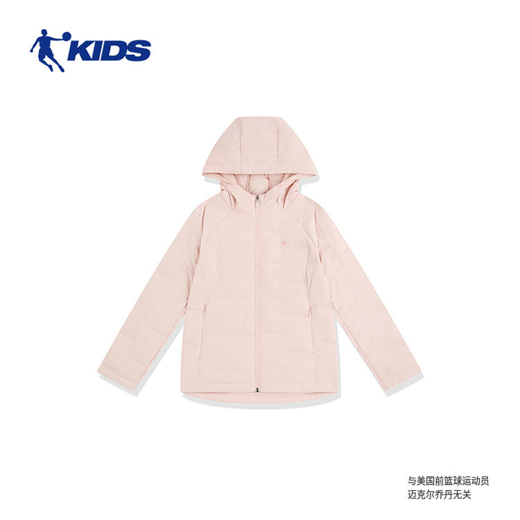乔丹儿童羽绒服2025新款大童防风连帽保暖外套女童梭织棉服上衣