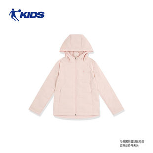 乔丹儿童羽绒服2025新款 大童防风连帽保暖外套女童梭织棉服上衣