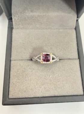 出口日本纯银镀铂金天然缅甸尖晶石开口戒指镶金品质全净0.82克拉