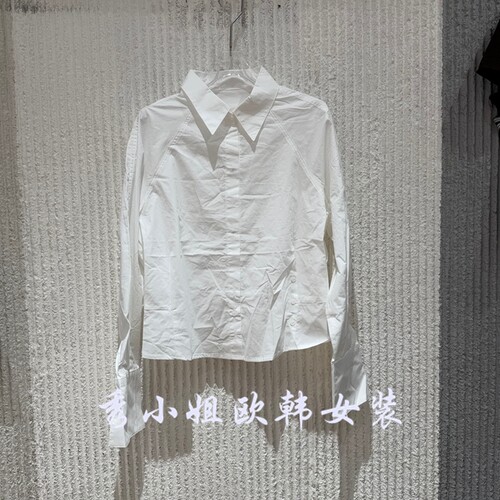 欧洲站2026秋新款长袖衬衫女翻领纽扣合身休闲上衣2424