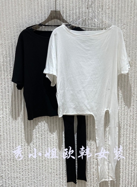 欧洲站2026夏新款绑带短袖T恤女宽松休闲百搭洋气上衣26647