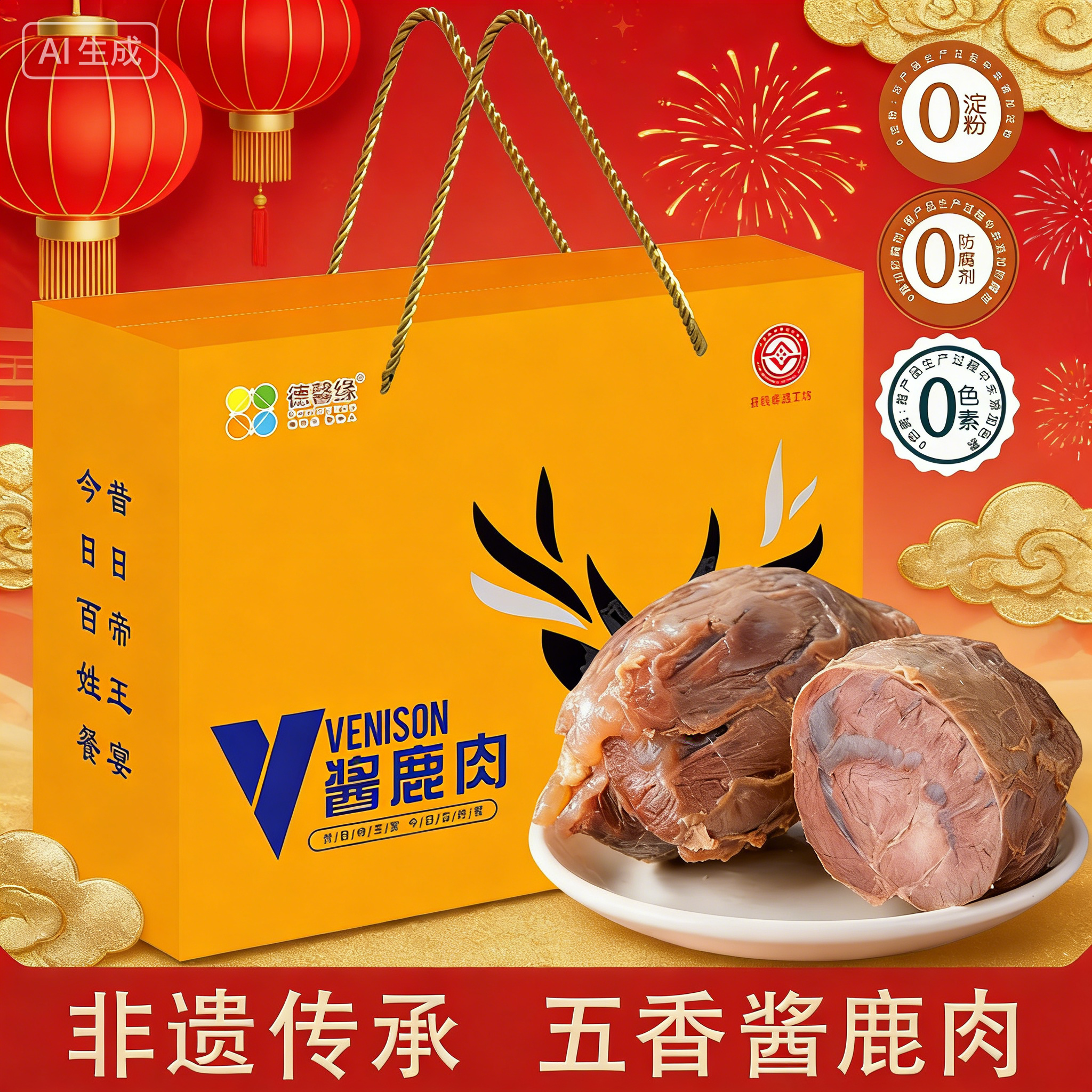 酱鹿肉山东特产梅花鹿肉礼盒腱子肉熟食即食真空包装冷吃春节送礼