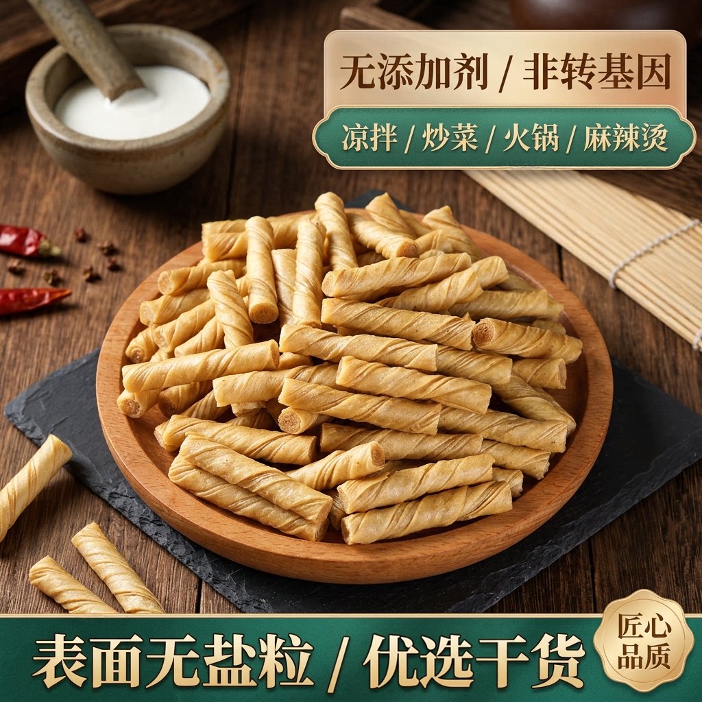 豆筋棍豆制品表面无盐粒干货手撕豆皮腐竹豆棒豆卷人造素肉豆筋