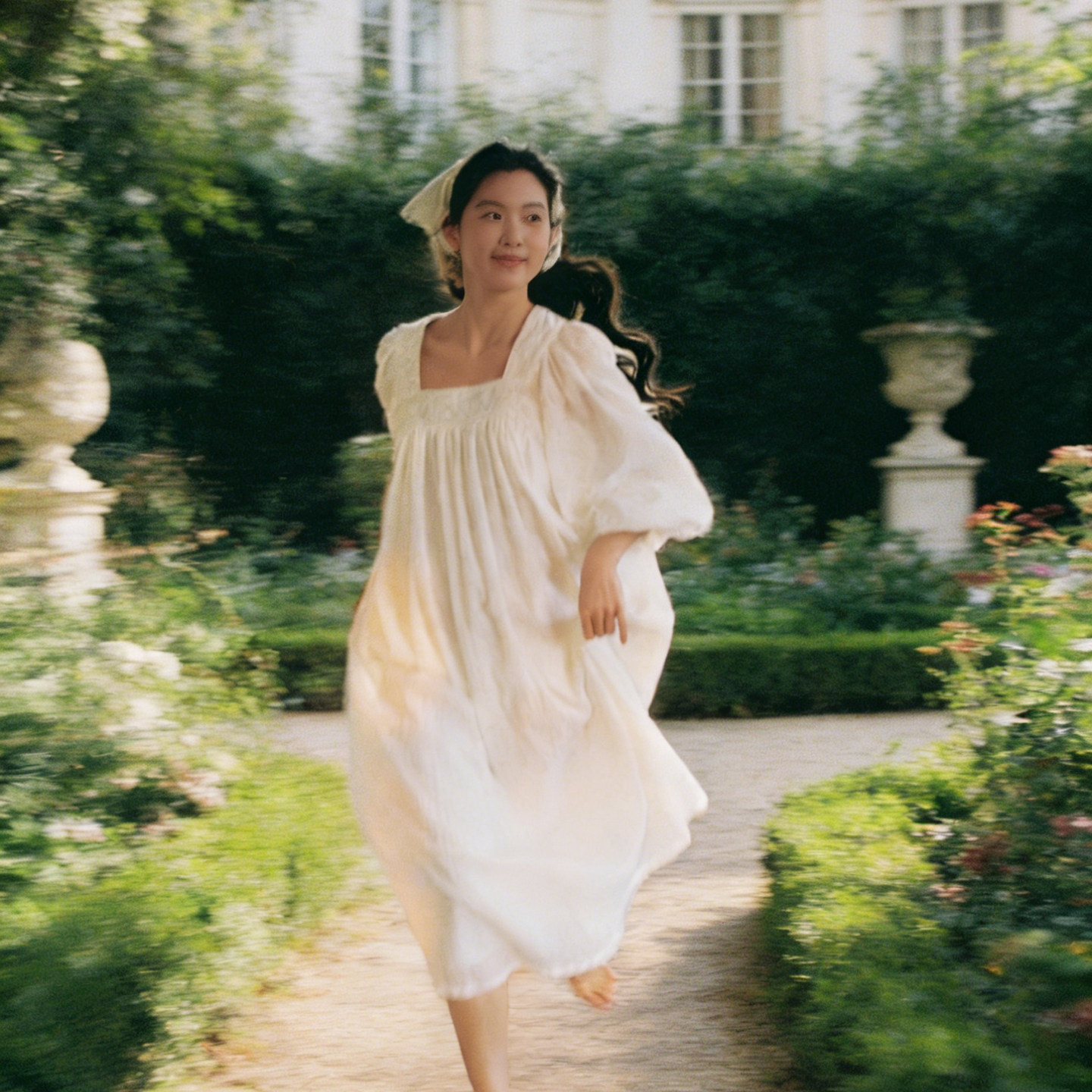 春秋季方领绣花欧洲古典复古睡裙高支绉棉甜美复古家居服女可外穿