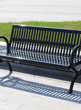 户外铁艺公园椅双人黑色金属室外长椅子靠背小区广场焊接公园座椅