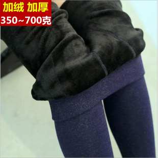 500克七彩棉高腰一体保暖裤 加绒加厚打底裤 女冬外穿弹力胖mm大码