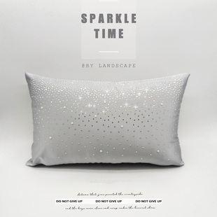 闪耀烫钻抱枕现代轻奢样板房简约腰枕布艺展厅酒店床品装饰长方形