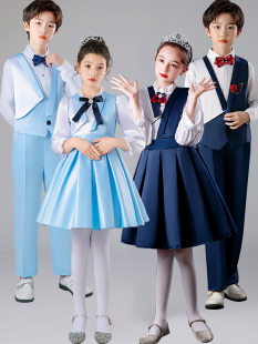 新款儿童合唱演出服中小学生大合唱诗歌朗诵表演服男女童礼服裙子