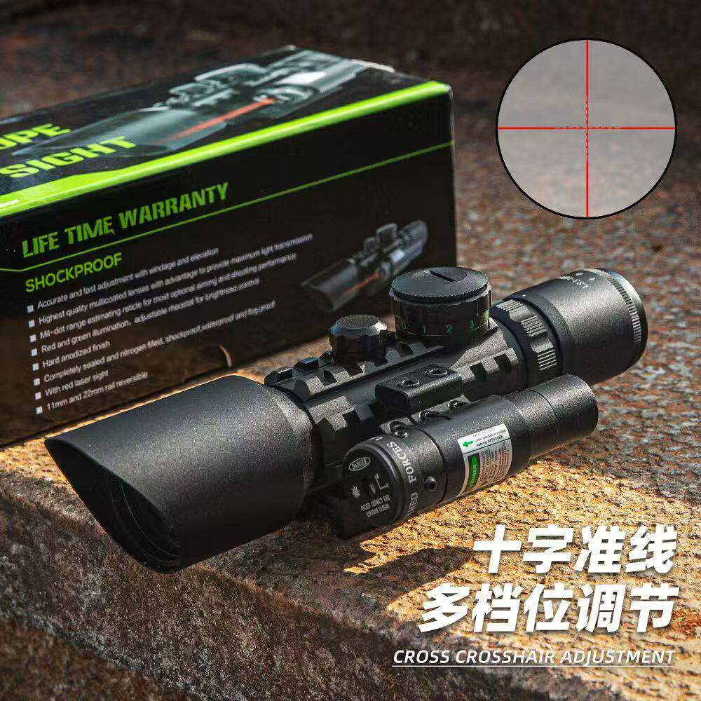 相机M9红绿激光一体3-10倍十字瞄i准器望远镜模型弹弓倍镜玩具件