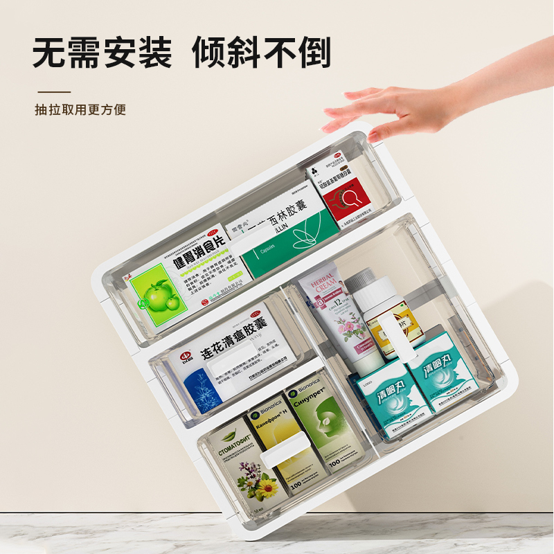 日式加厚家用多层抽屉式药箱家庭大容量装常备药品药物整理收纳盒