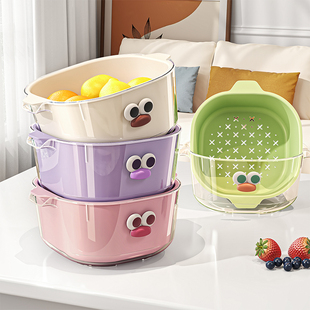 新款洗菜盆家用厨房精致双层水槽沥水篮客厅室内可爱多巴胺水果盘