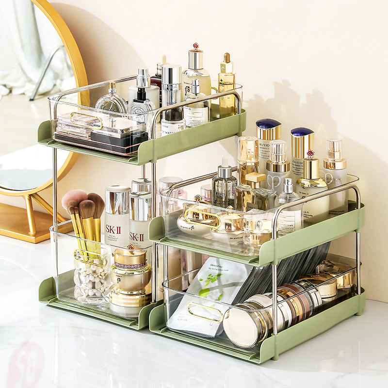 星优化妆品收纳盒化妆台置物架桌面护肤品收纳筐浴室洗漱台小推车
