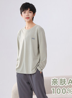 男大童A类纯棉春秋长袖睡衣套装