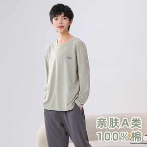 男大童A类纯棉春秋长袖睡衣套装