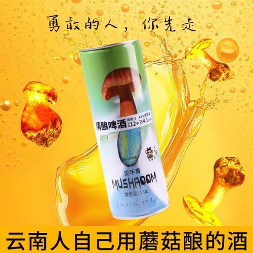 见手青精酿啤酒云南野生菌蘑菇风味啤酒1L/罐云南特产山珍礼盒装