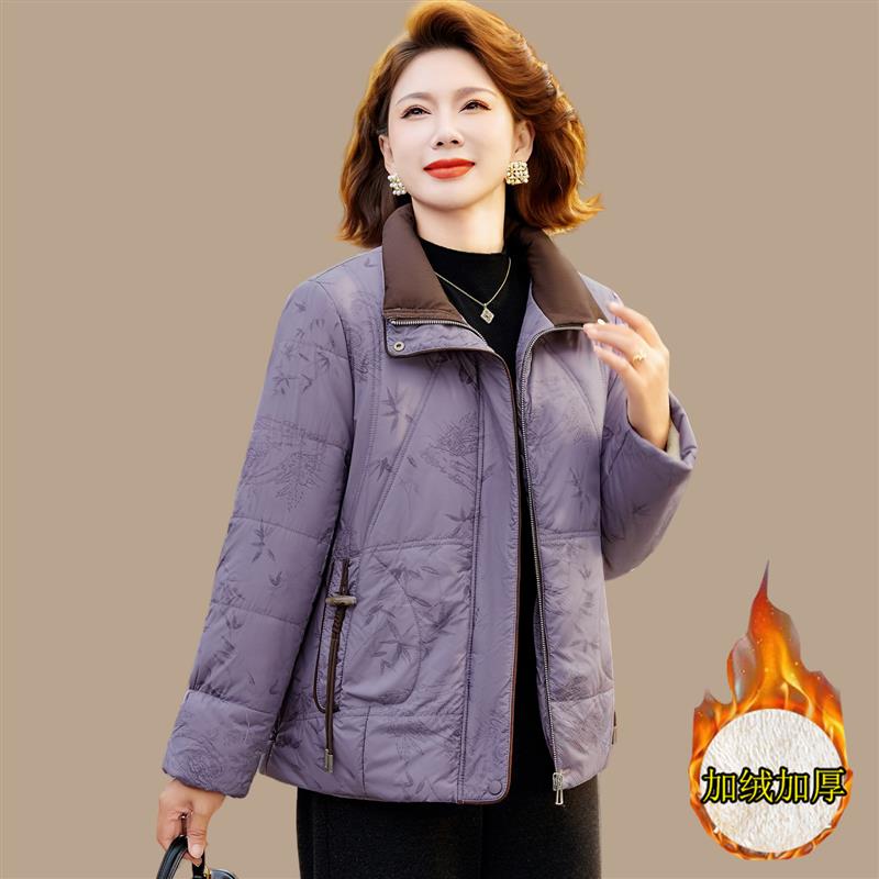妈妈冬装棉服外套洋气加绒加厚棉袄2025新款中老年女冬季短款棉衣