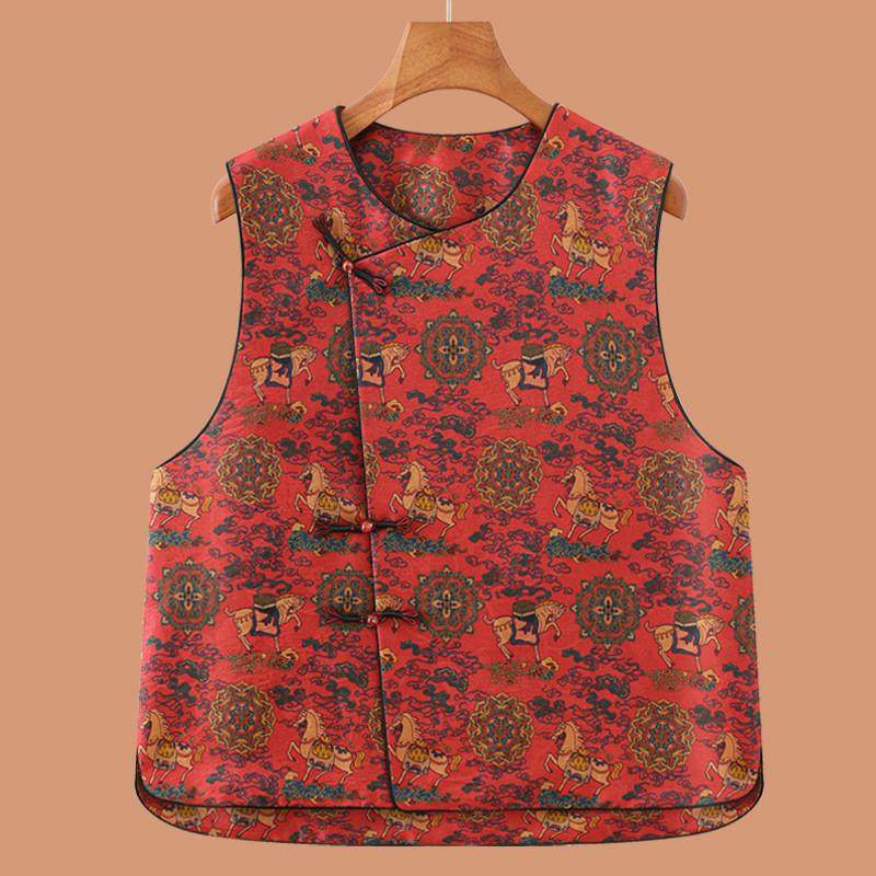 红色新中式妈妈装马甲外套中老年奶奶装印花国风坎肩,女装/女士精品,中老年女装,淘宝优惠券,粉丝福利购,淘宝优惠卷