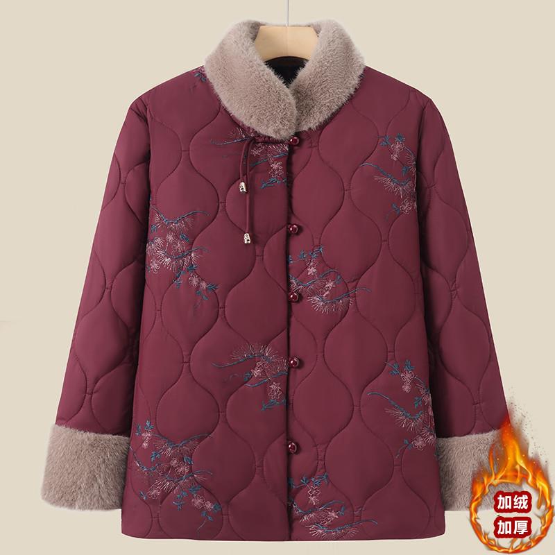 中老年人女装奶奶冬装棉衣外套加绒加厚妈妈装保暖棉服老太太棉袄