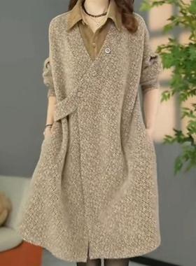 冬季贵妃绒外穿加厚保暖连衣裙宽松遮肉显瘦配大衣假两件打底裙女