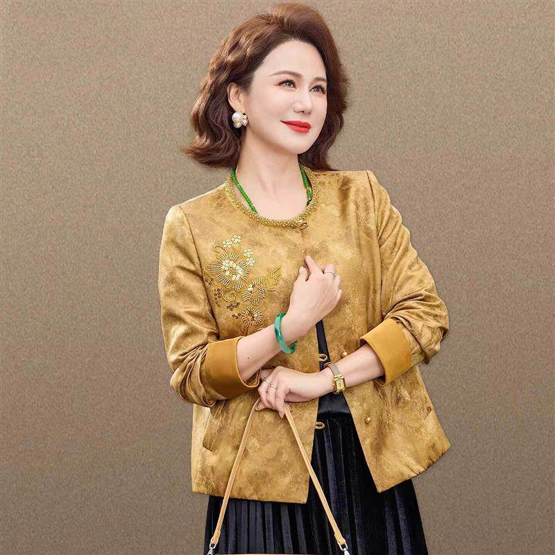 新中式国风妈妈春装外套薄款2026新款中老年女春秋夹克短款上衣服