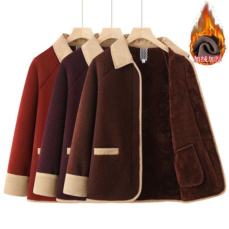 妈妈装加绒加厚棉服外套时尚2025新款中老年女装保暖洋气棉衣服