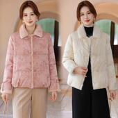 棉衣短款 2025冬季 翻领仿水貂绒盘扣新中式 刺绣小个子棉服棉袄外套