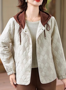 妈妈装时尚洋气连帽外套2025新款中老年女装宽松显瘦百搭上衣50岁