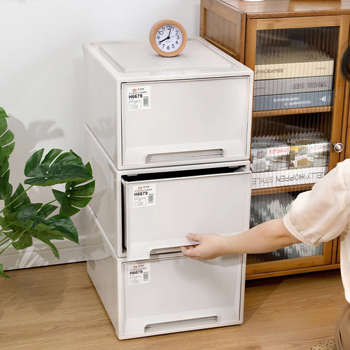 洋洋鱼抽屉式免组装可叠加收纳盒