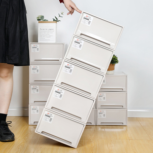 塑料实色收纳盒多层自由组合鞋 免安装 防尘加厚男女鞋 盒抽屉式 柜 鞋