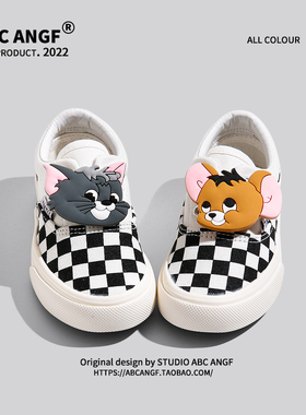 @ABC ANGF~韩系手工DIY原创~2026春秋儿童帆布鞋男童女童格子板鞋